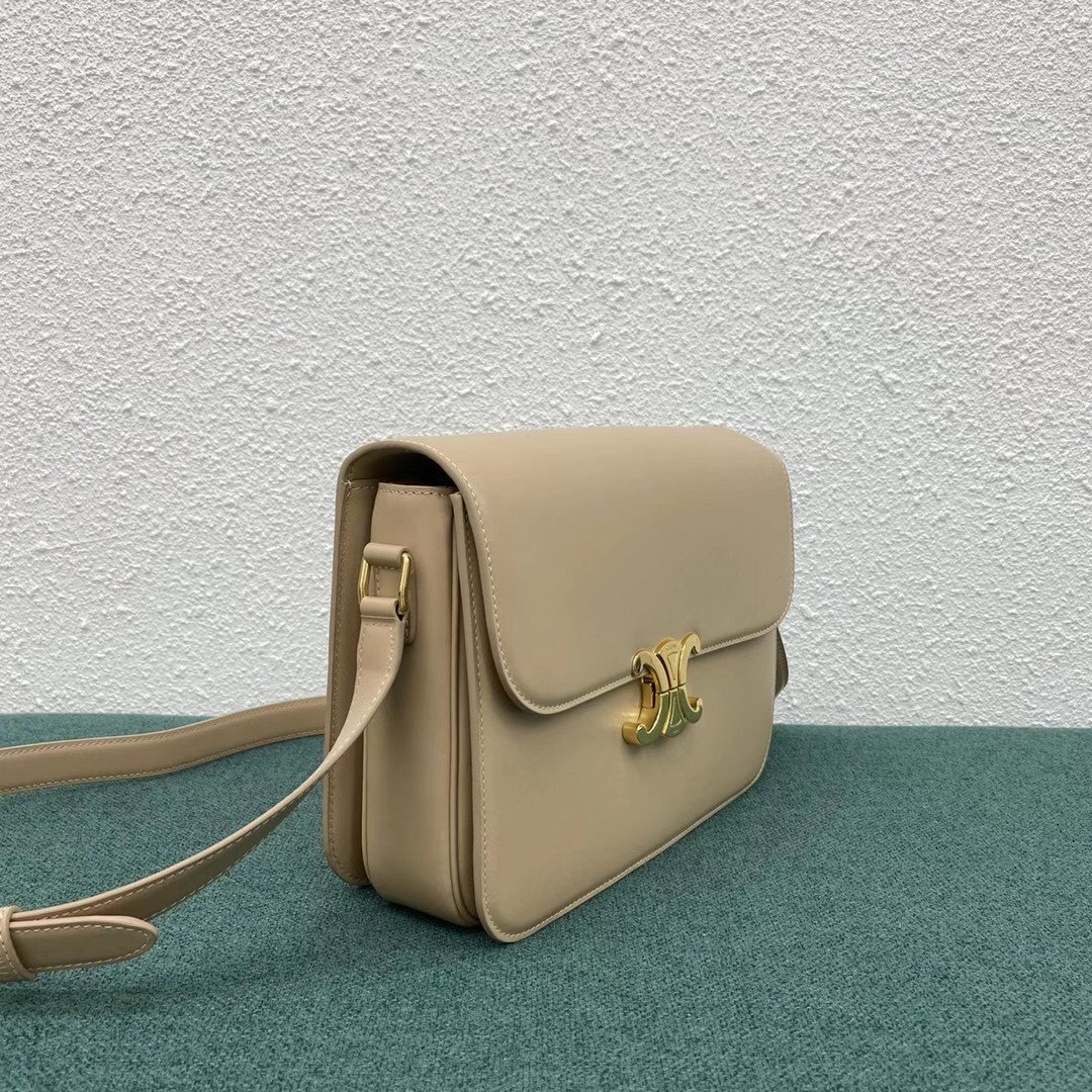 Celine Triomphe Large Bag In Nude Calfskin