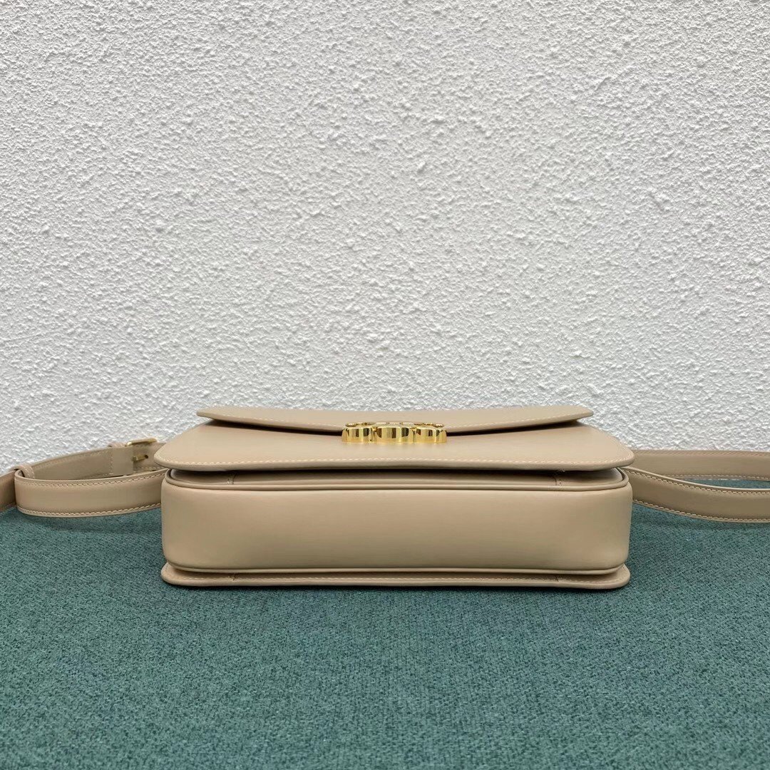 Celine Triomphe Large Bag In Nude Calfskin