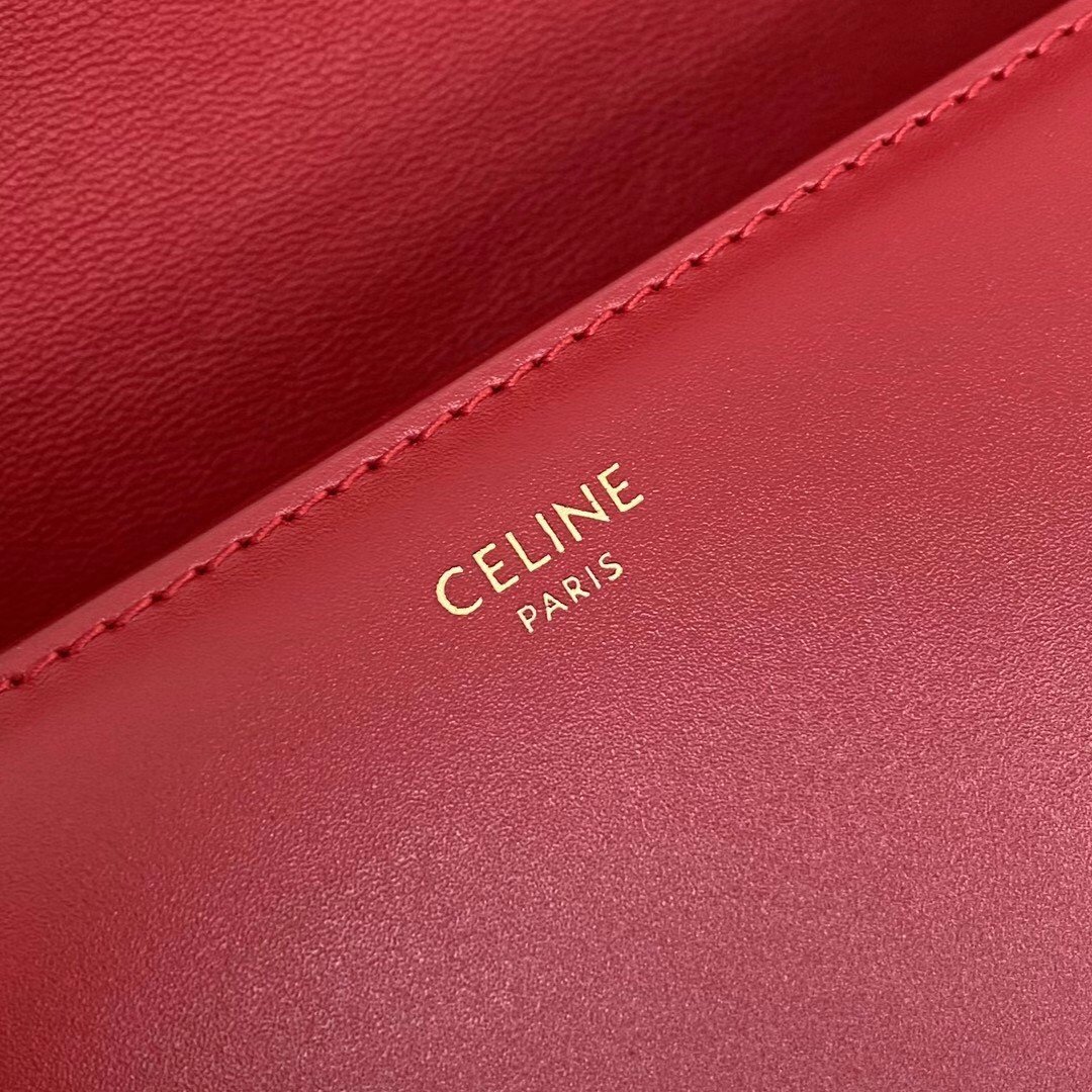 Celine Triomphe Large Bag In Red Calfskin