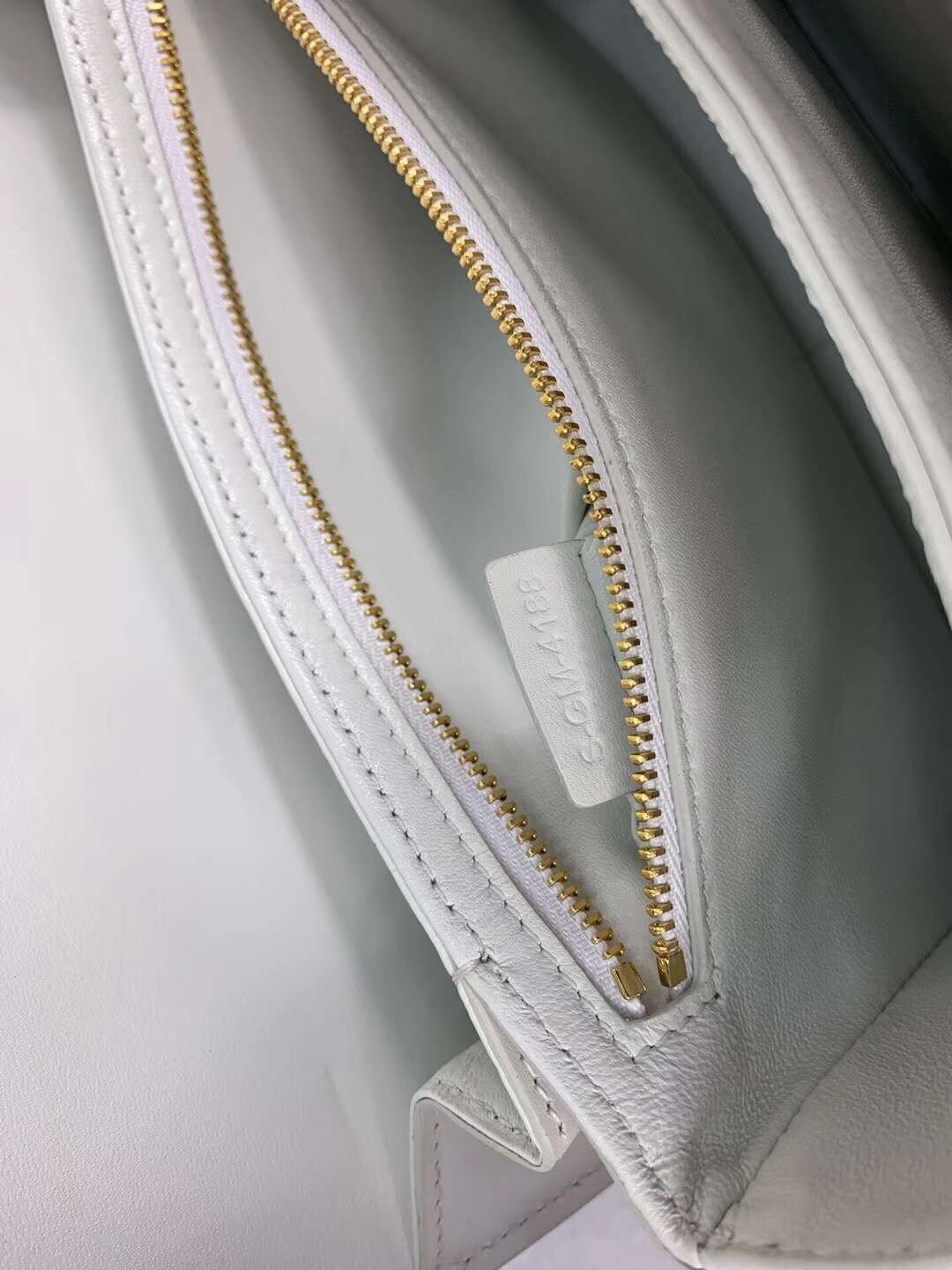 Celine Triomphe Large Bag In White Calfskin