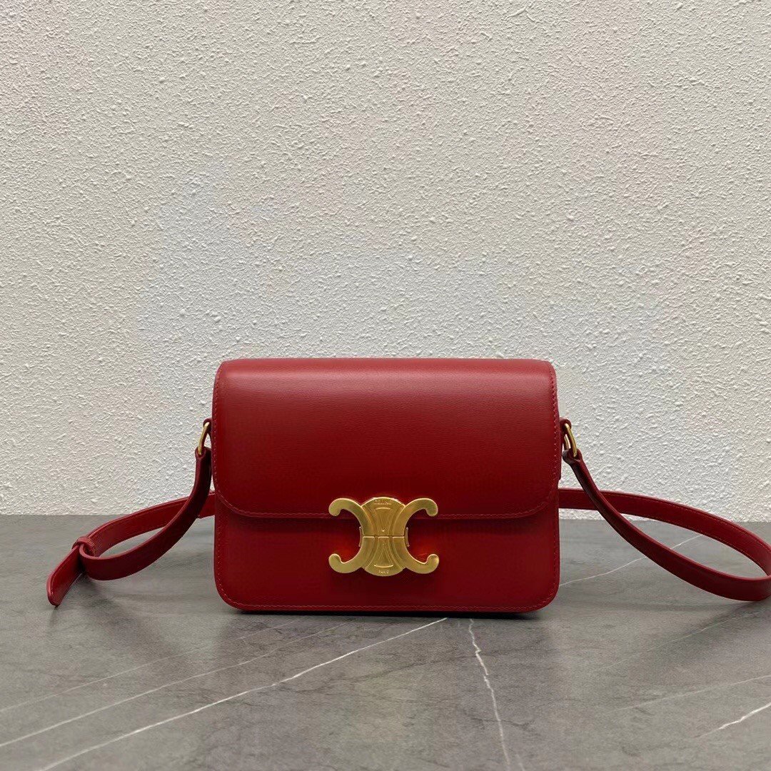 Celine Triomphe Teen Bag In Red Leather