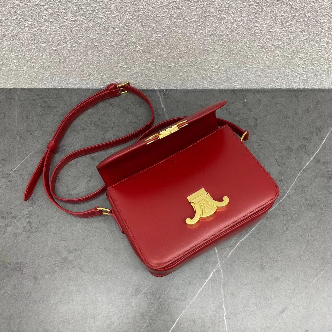 Celine Triomphe Teen Bag In Red Leather