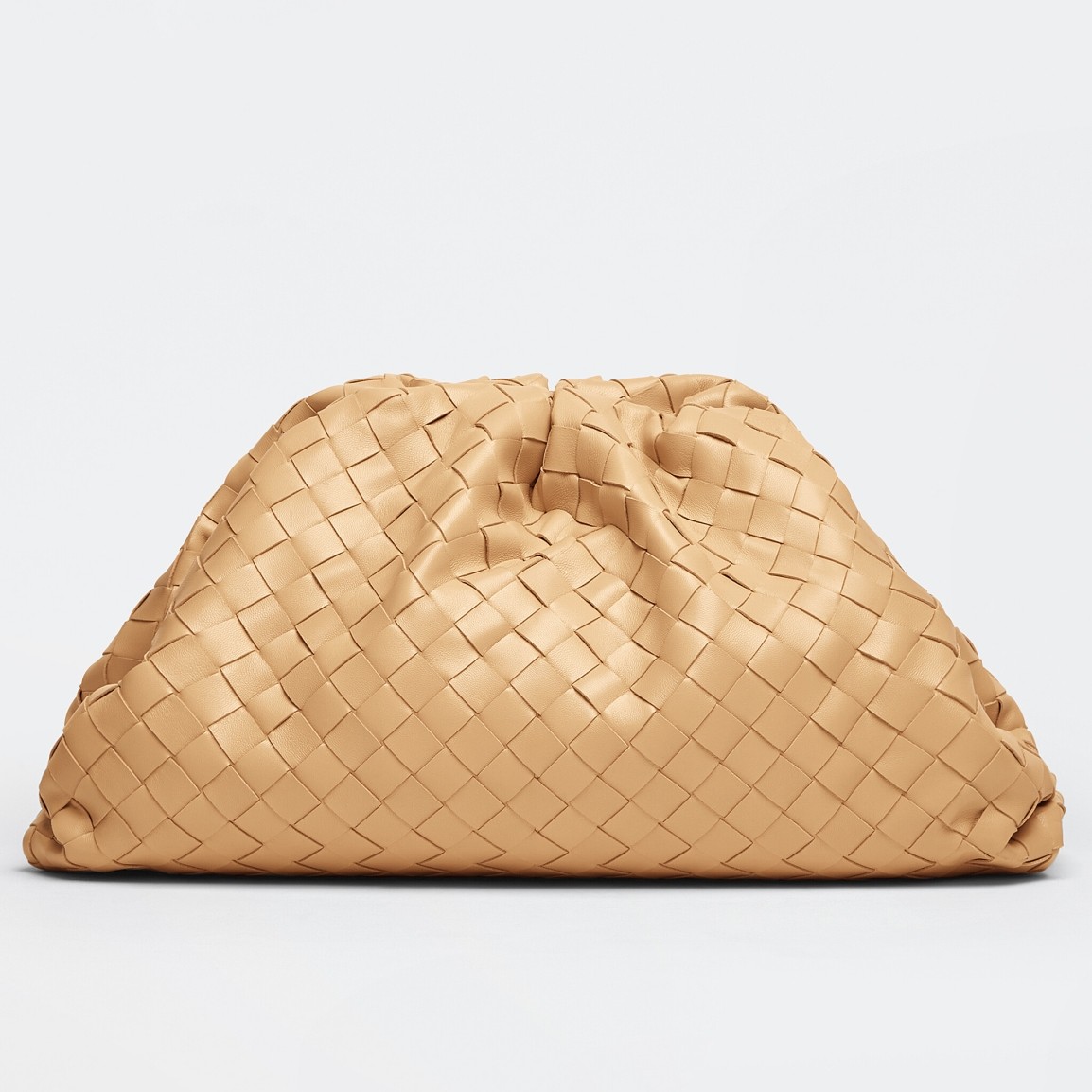 Bottega Veneta Large Pouch Clutch Bag In Beige Intrecciato Lambskin