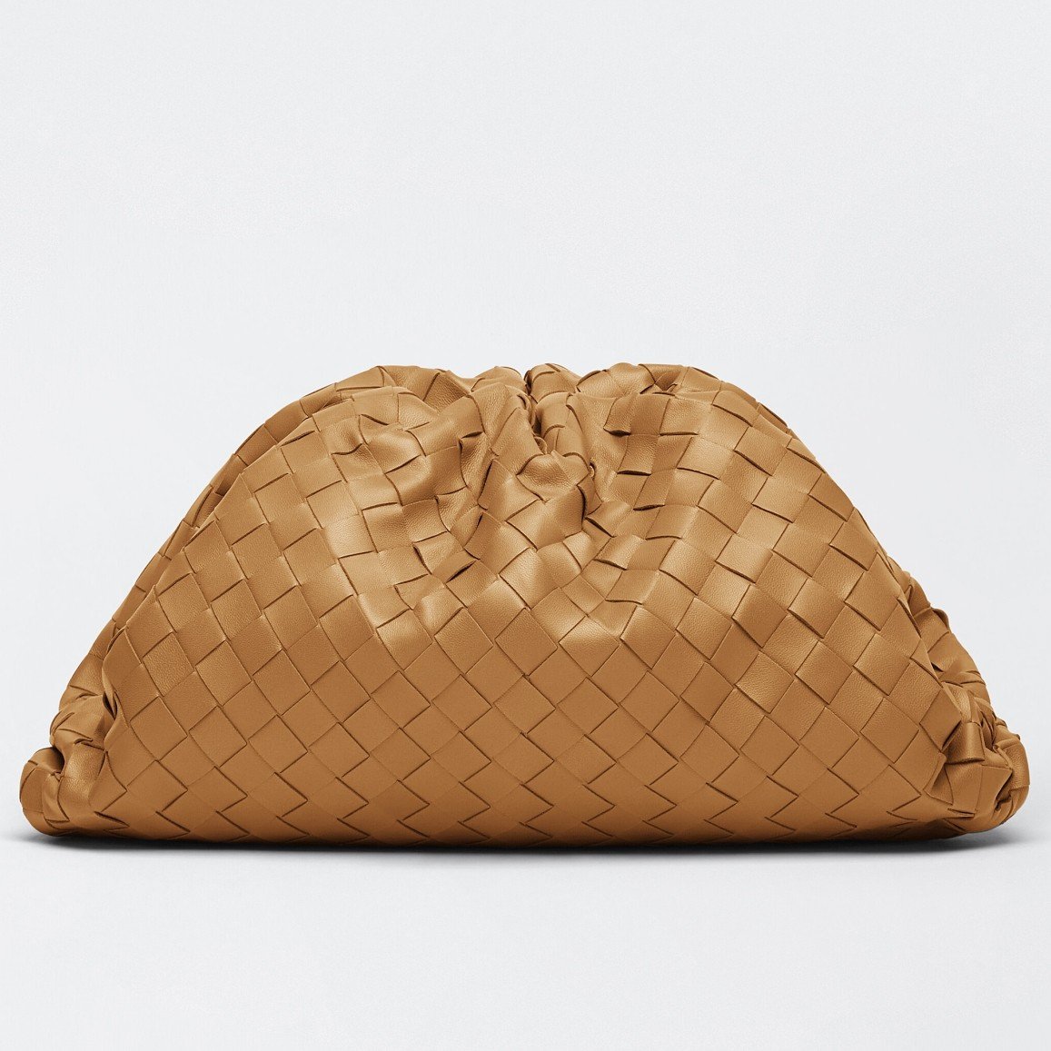 Bottega Veneta Large Pouch Clutch Bag In Caramel Intrecciato Lambskin