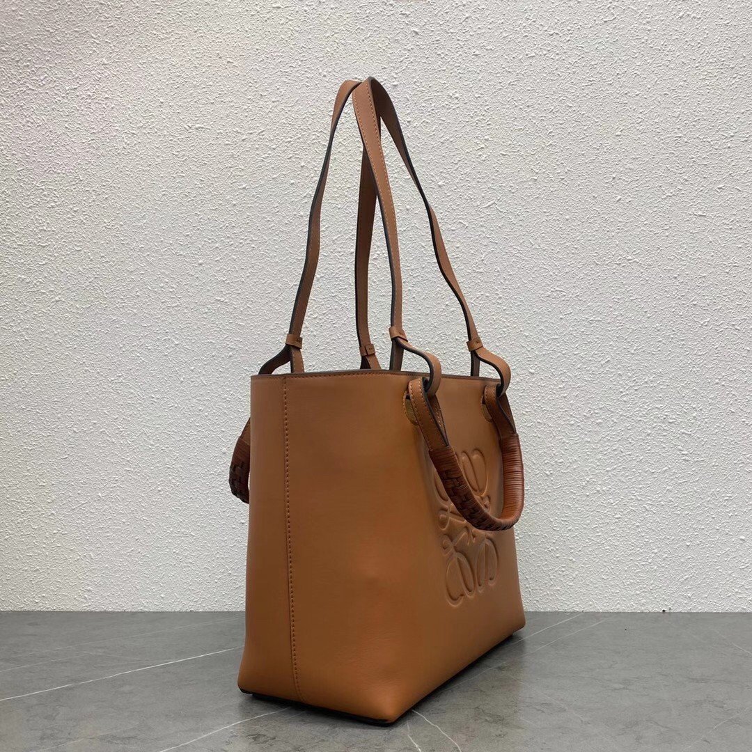 Loewe Anagram Small Tote In Brown Classic Calfskin