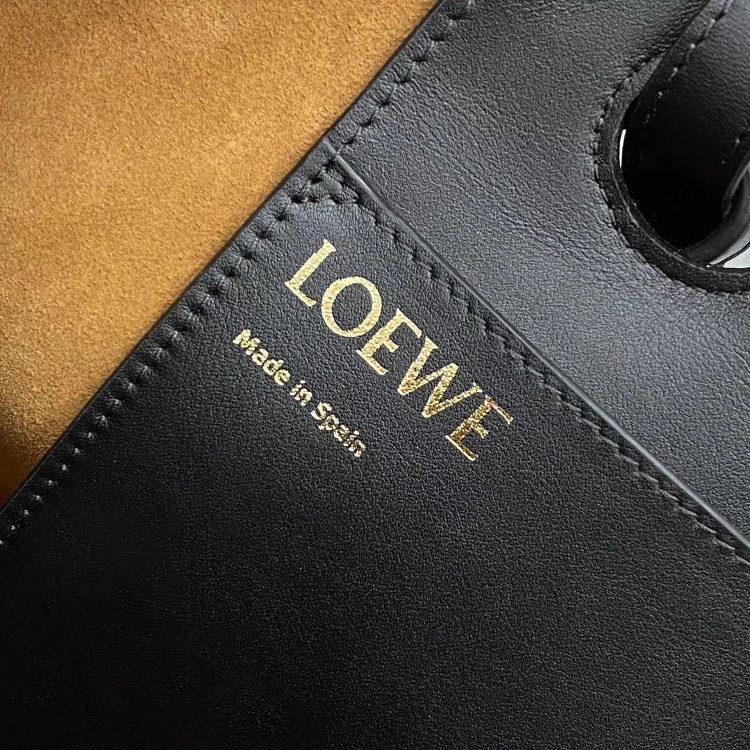 Loewe Anagram Small Tote In Black Classic Calfskin