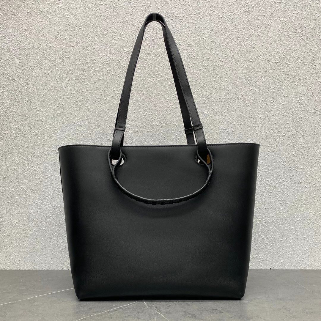 Loewe Anagram Small Tote In Black Classic Calfskin