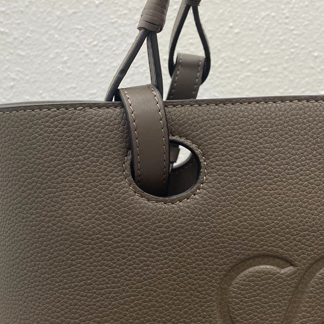 Loewe Anagram Small Tote In Taupe Grained Calfskin