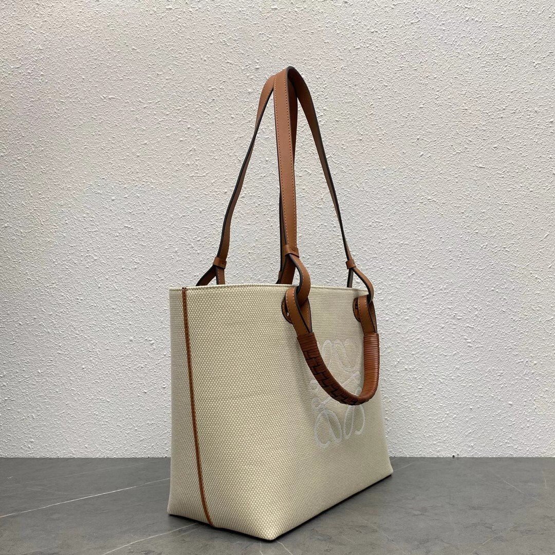 Loewe Anagram Small Tote In Jacquard and Calfskin