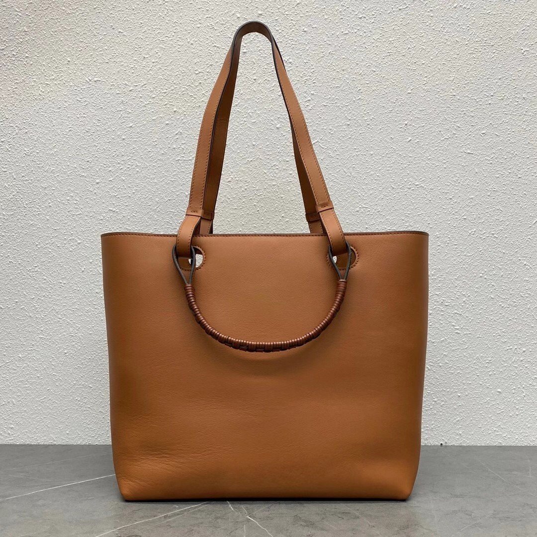 Loewe Anagram Medium Tote Bag In Brown Calfskin