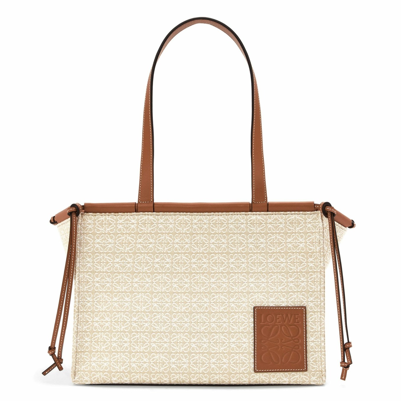 Loewe Cushion Medium Tote In Beige Anagram Jacquard