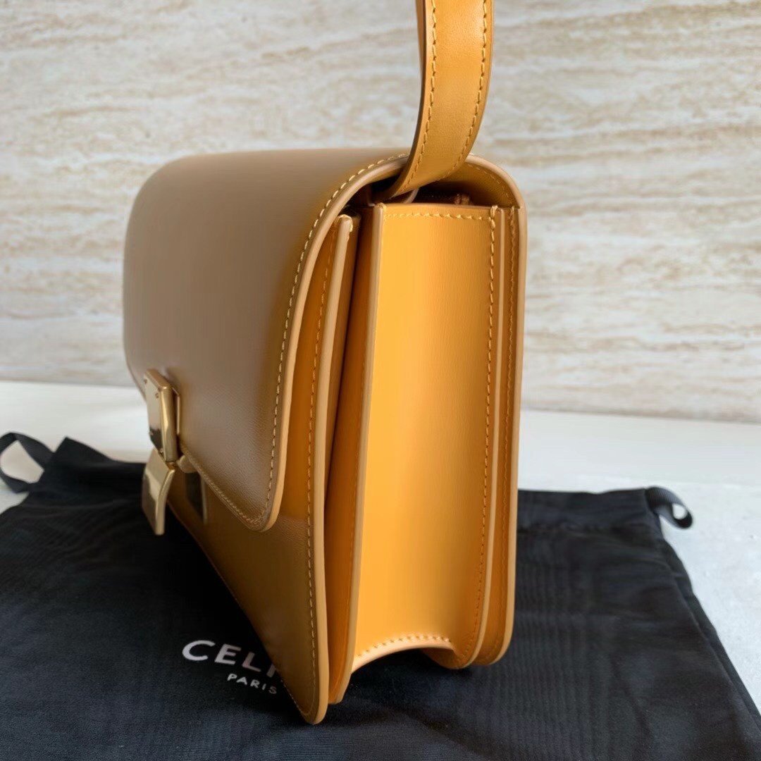 Celine Classic Box Medium Bag In Yellow Box Calfskin