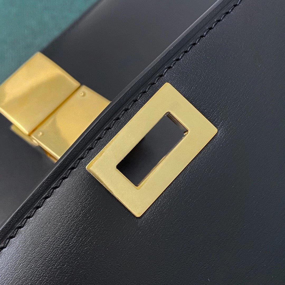 Celine Classic Box Medium Bag In Black Box Calfskin