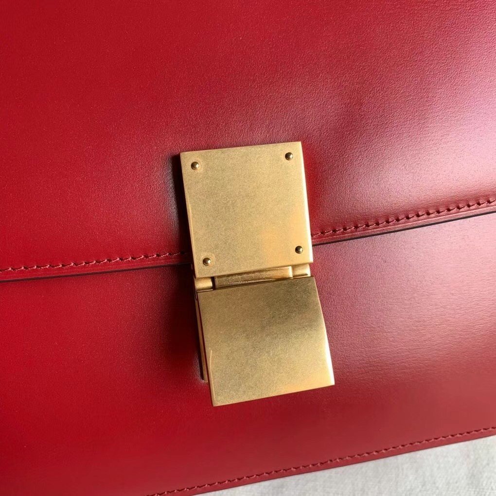 Celine Classic Box Medium Bag In Red Box Calfskin