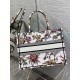 Dior Medium Book Tote Bag In White Jardin Botanique Embroidery