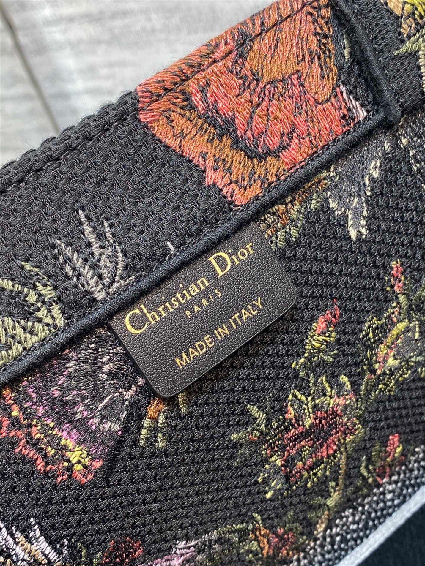 Dior Large Book Tote Bag In Black Jardin Botanique Embroidery