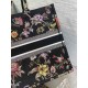 Dior Large Book Tote Bag In Black Jardin Botanique Embroidery