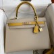 Hermes Kelly Sellier 32 Bicolor Bag in Trench and Yellow Epsom Calfskin