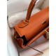 Hermes Kelly Retourne 32 Handmade Bag In Orange Clemence Leather