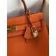 Hermes Kelly Retourne 32 Handmade Bag In Orange Clemence Leather