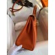 Hermes Kelly Retourne 32 Handmade Bag In Orange Clemence Leather