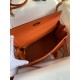 Hermes Kelly Retourne 32 Handmade Bag In Orange Clemence Leather