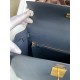 Hermes Kelly Sellier 32 Handmade Bag In Blue Indigo Epsom Calfskin