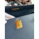 Hermes Kelly Sellier 32 Handmade Bag In Blue Indigo Epsom Calfskin