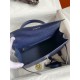 Hermes Kelly Sellier 32 Handmade Bag In Blue Iris Ostrich Leather