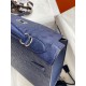 Hermes Kelly Sellier 32 Handmade Bag In Blue Iris Ostrich Leather