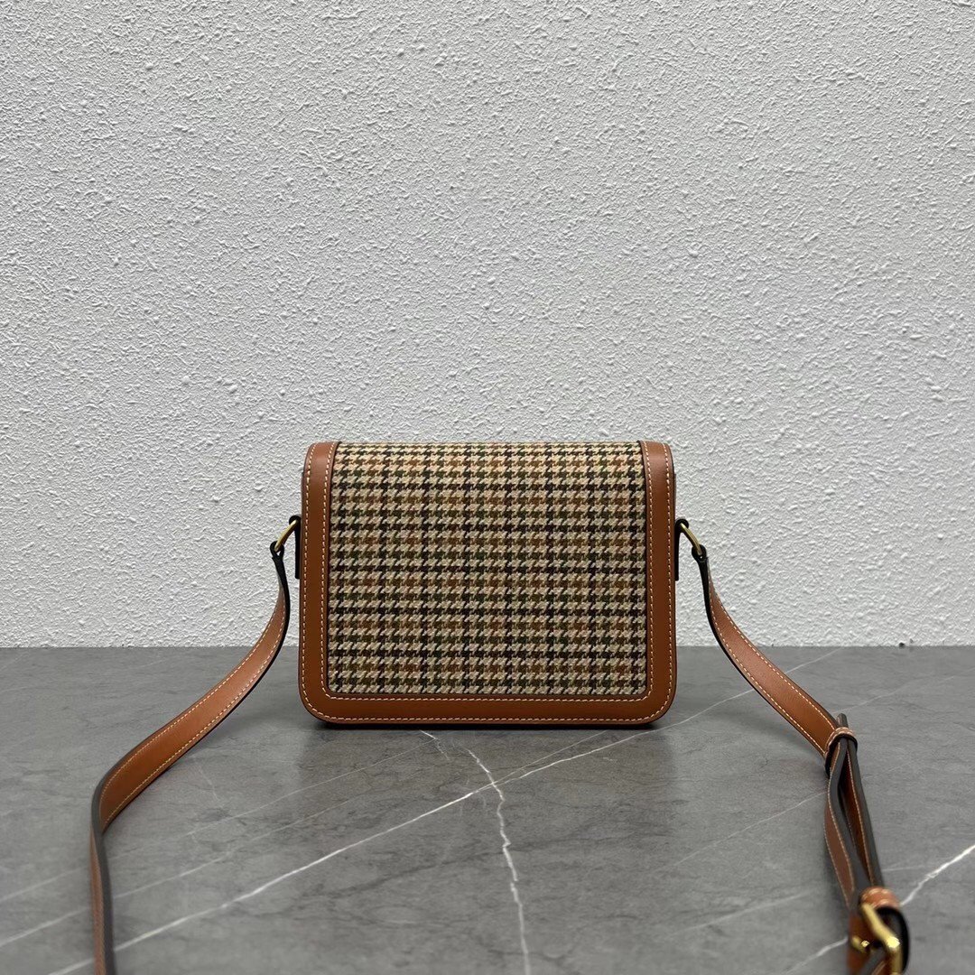 Celine Triomphe Teen Bag In Tweed and Calfskin