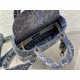 Dior Lady D-Lite Medium Bag In Blue Brocart Denim-Effect Embroidery