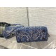 Dior Lady D-Lite Medium Bag In Blue Brocart Denim-Effect Embroidery