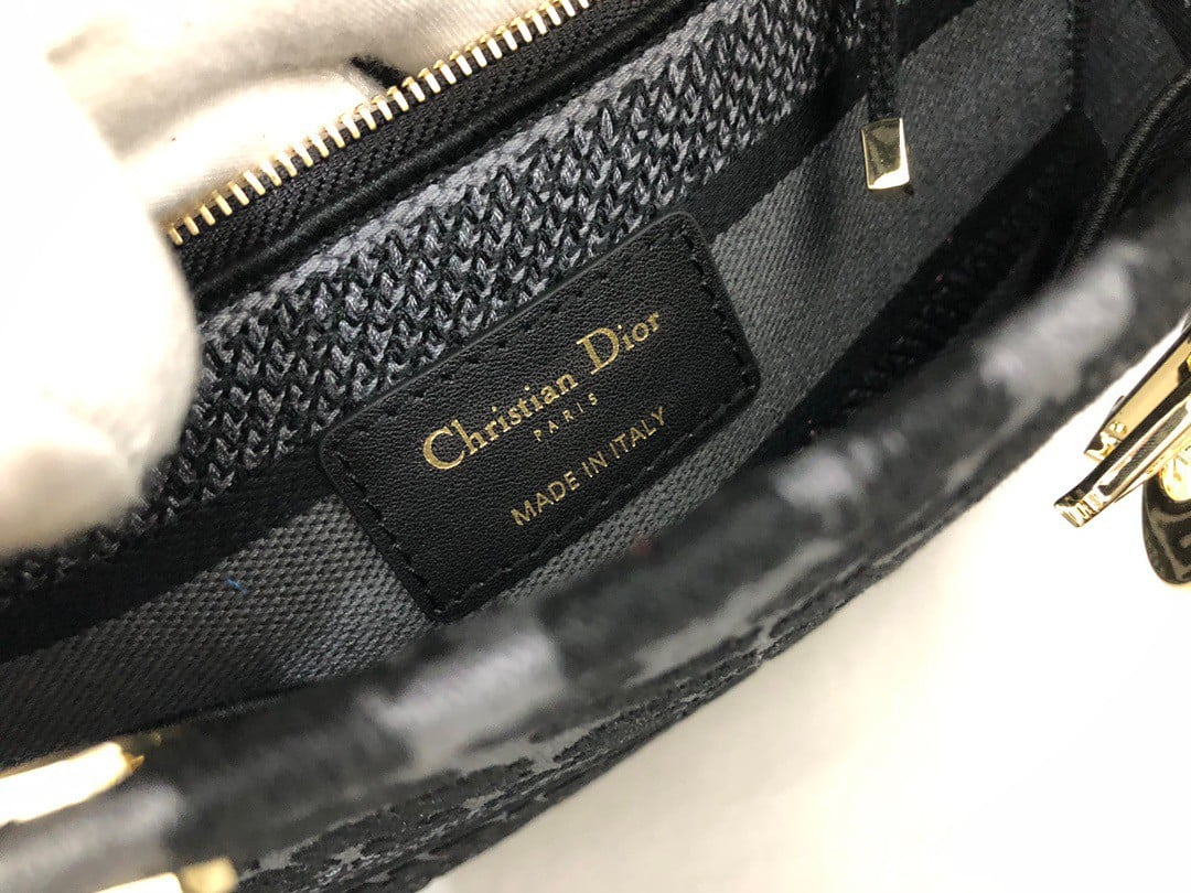 Dior Lady D-Lite Bag Medium In Grey Mizza Embroidery