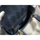 Dior Lady D-Lite Medium Bag In Blue Cannage Embroidered Canvas