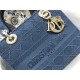 Dior Lady D-Lite Medium Bag In Blue Cannage Embroidered Canvas