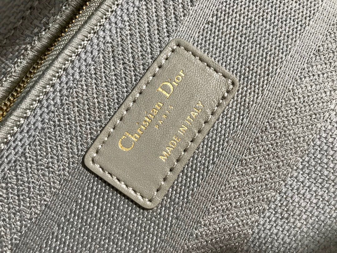 Dior Lady D-Lite Medium Bag In Grey Cannage Embroidered Canvas