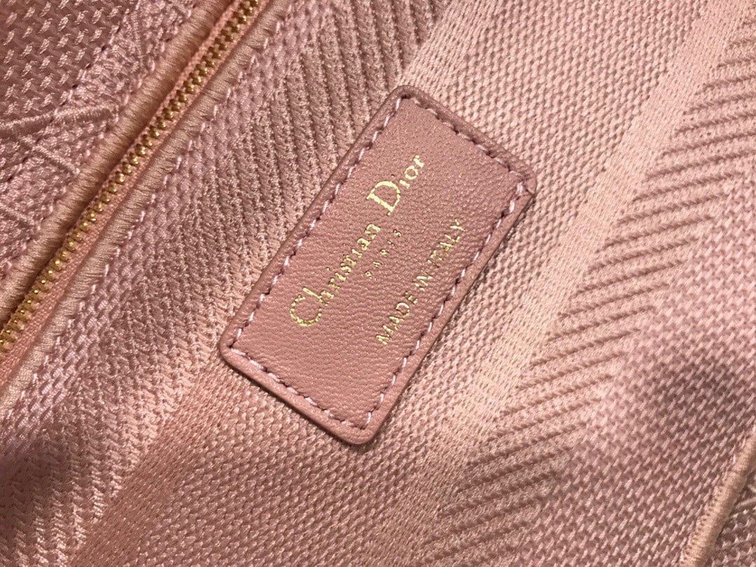 Dior Lady D-Lite Medium Bag In Pink Cannage Embroidered Canvas