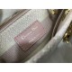 Dior Lady D-Lite Medium Bag In Pink & White Houndstooth Embroidery