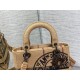 Dior Lady D-Lite Medium Bag In Beige Jute Canvas with Dior Union Motif