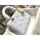 Dior Lady D-Lite Medium Bag In White Macrocannage Technical Fabric