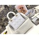 Dior Lady D-Lite Medium Bag In White Macrocannage Technical Fabric