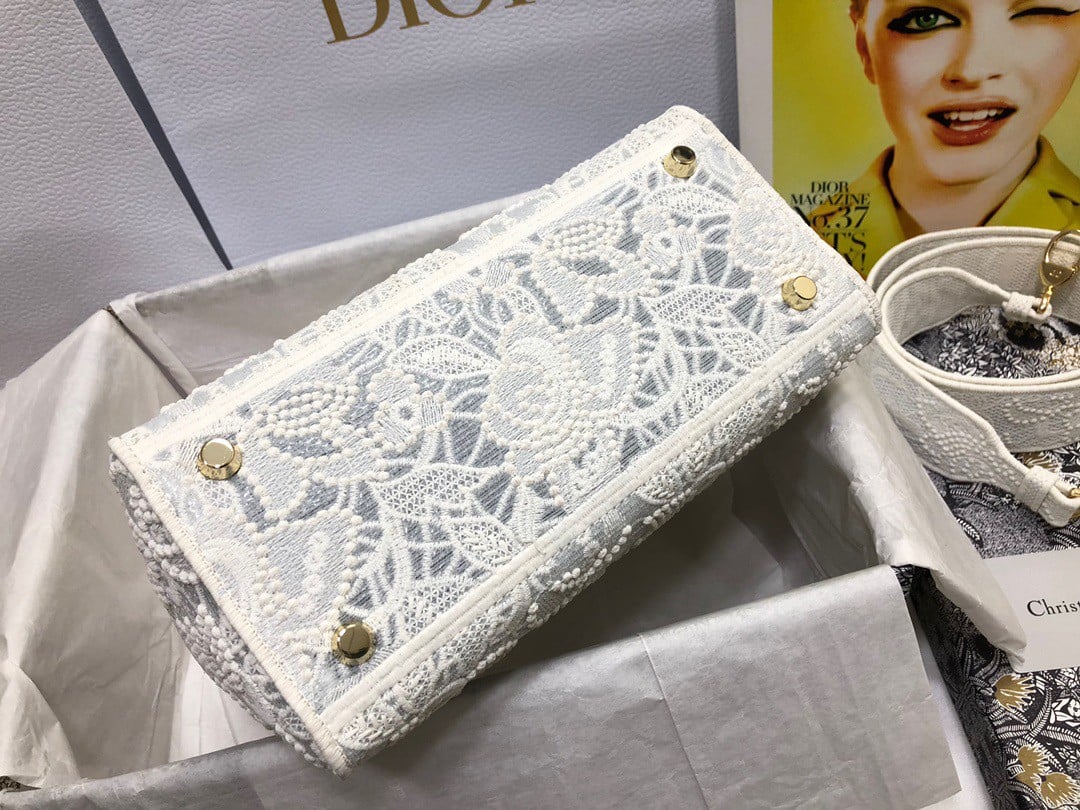 Dior Lady D-Lite Medium Bag in Embroidery with Macrame Effect