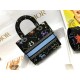 Dior Lady D-Lite Medium Bag In Black Pixel Zodiac Embroidery