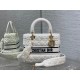 Dior Lady D-Lite Medium Bag In White Cannage Shearling