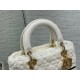 Dior Lady D-Lite Medium Bag In White Cannage Shearling