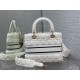 Dior Lady D-Lite Medium Bag In White Cannage Shearling