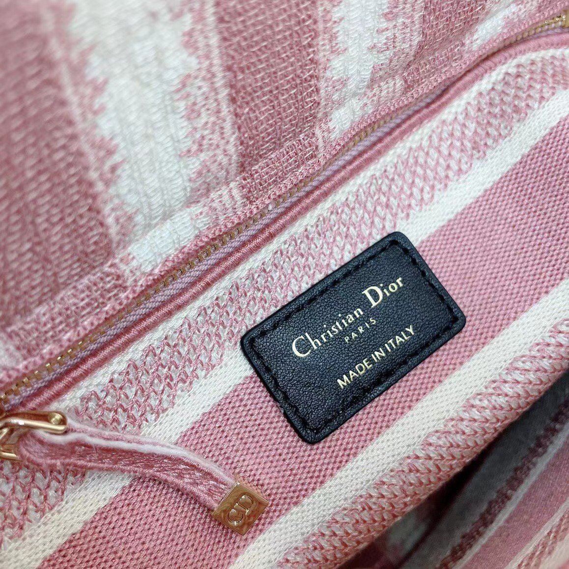 Dior Lady D-Lite Medium Bag In Pink D-Stripes Embroidery