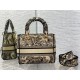 Dior Lady D-Lite Medium Bag In Brown Toile de Jouy Embroidery