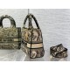 Dior Lady D-Lite Medium Bag In Brown Toile de Jouy Embroidery